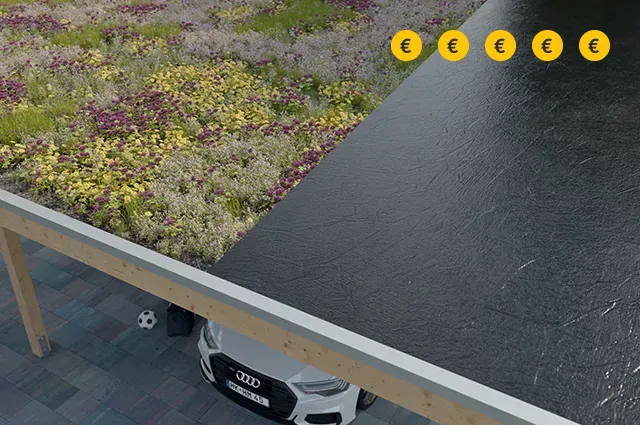 Carport-Dachvariante: Gründach-Vorbereitung