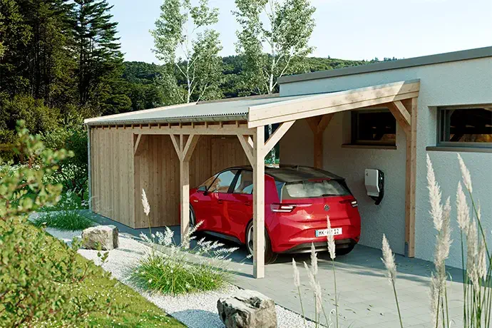 Einzel-Carport mit Pultdach